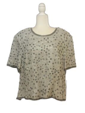 NWT Adrianna Papell Occasions Size 22W Silk Floral Hand Beaded And Sequined